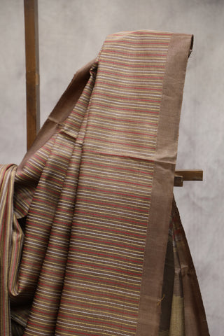 Brown Tussar Silk Saree - SRBTSS680