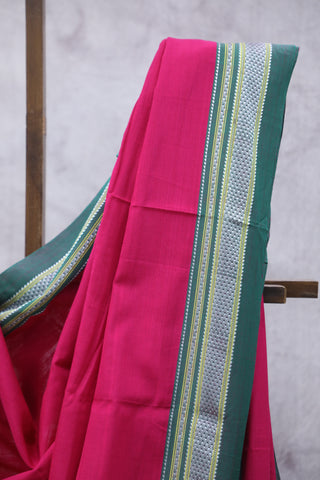 Pink Cotton Ilkal Saree with Chikki Border -SRPCIS427