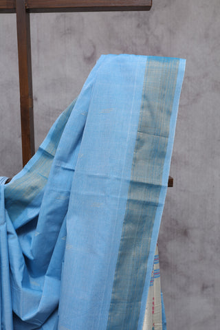 Light Blue Cotton Paithani Saree-SRLBCPS336