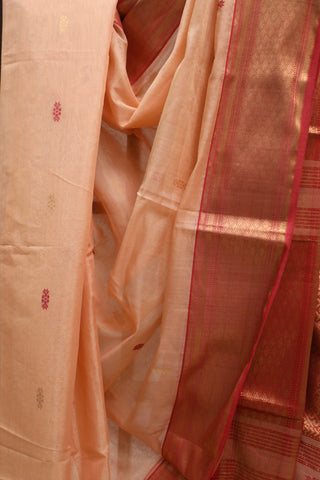 Pastel Carrot Maheshwari Tissue Silk Saree - SRPCSMTSS199