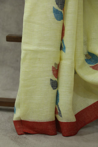 Light Yellow Linen Jamdani Saree -SRLYLJS25EX