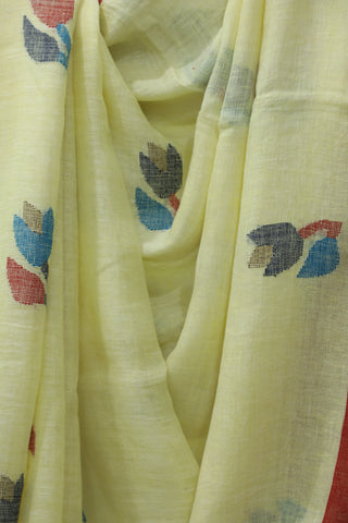 Light Yellow Linen Jamdani Saree -SRLYLJS25EX