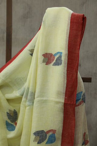 Light Yellow Linen Jamdani Saree -SRLYLJS25EX