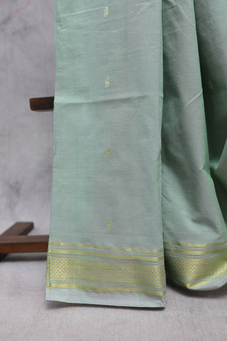 Light Moss Green Cotton Paithani Saree-SRLMGCPS337