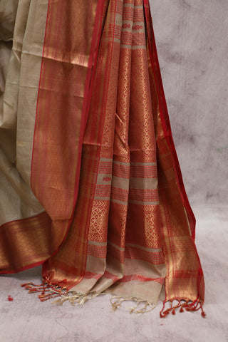 Brown Maheshwari Tissue Silk Saree - SRBSMTSS196