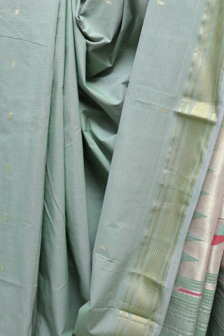 Light Moss Green Cotton Paithani Saree-SRLMGCPS337