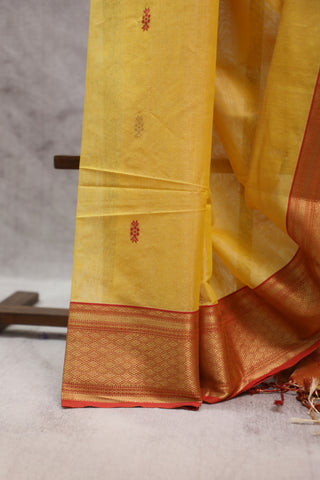 Yellow Maheshwari Tissue Silk Saree - SRYSMS195