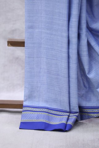 Light Blue Cotton Ilkal Saree with Chikki Border-SRLBCIS425