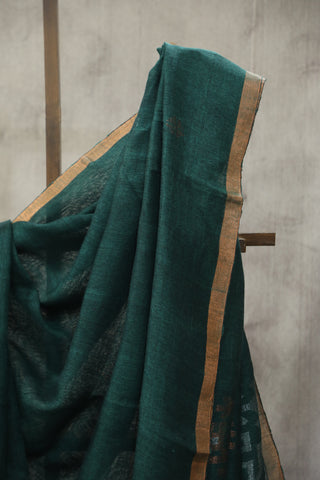 Green Linen Jamdani Saree -SRGLJS01EX