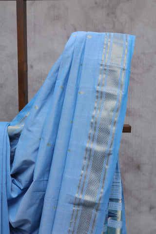 Light Blue Cotton Paithani Saree-SRLBCPS339