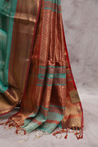 Green Maheshwari Tissue Silk Saree - SRGSMTSS198