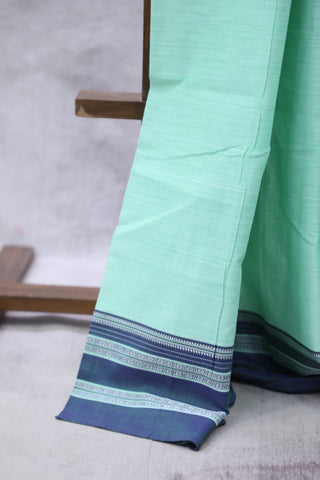 Light Green Cotton Ilkal With Gayateri Border Saree -SRLGCIS422