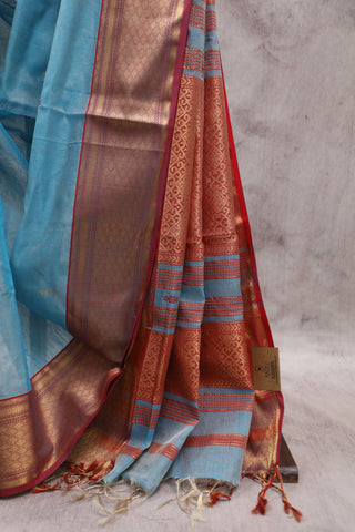 Blue Maheshwari Tissue Silk Saree - SRBSMTSS201