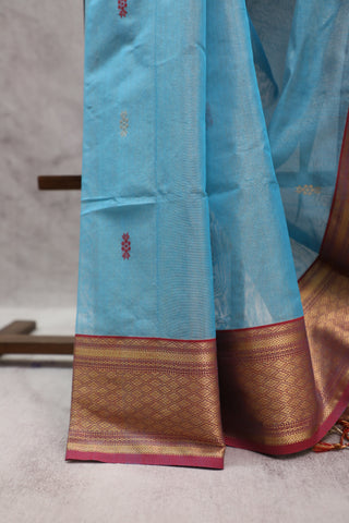 Blue Maheshwari Tissue Silk Saree - SRBSMTSS201