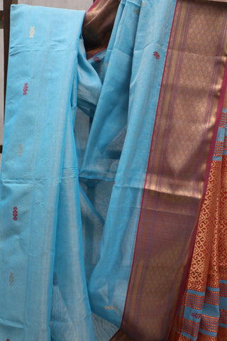 Blue Maheshwari Tissue Silk Saree - SRBSMTSS201