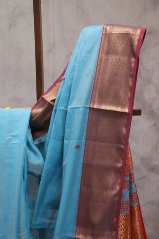 Blue Maheshwari Tissue Silk Saree - SRBSMTSS201