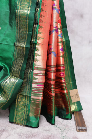 Dark Green Silk Paithani Saree - SRDGSPS298