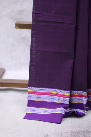 Purple Cotton Ilkal With Gayatri Border Saree -SRPCIS421