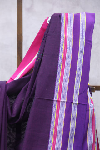 Purple Cotton Ilkal With Gayatri Border Saree -SRPCIS421