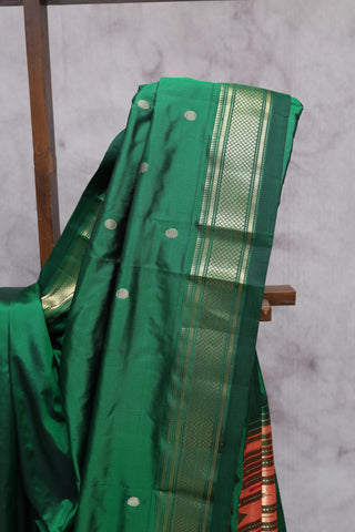 Dark Green Silk Paithani Saree - SRDGSPS298