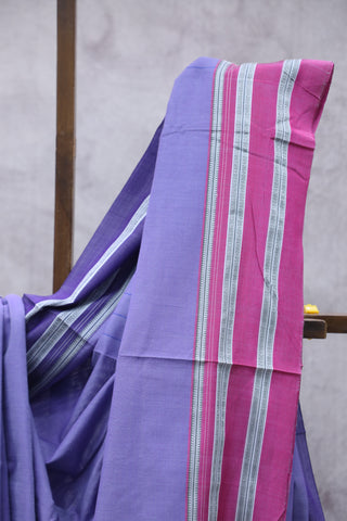 Lavender Cotton Ilkal With Gayateri Border Saree -SRLCIS437