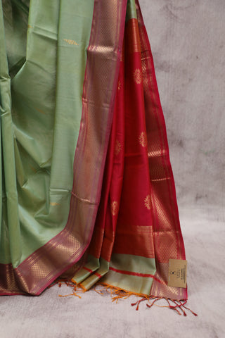 Pastel Green Maheshwari Tissue Silk Saree - SRPGMTSS238