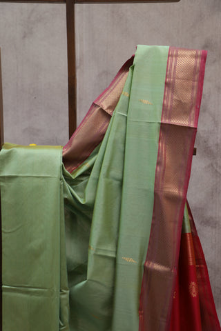 Pastel Green Maheshwari Tissue Silk Saree - SRPGMTSS238