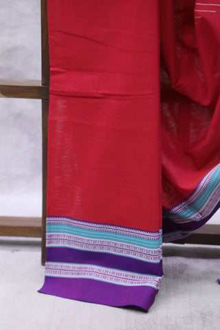 Red Cotton Ilkal Saree -SRRCIS430