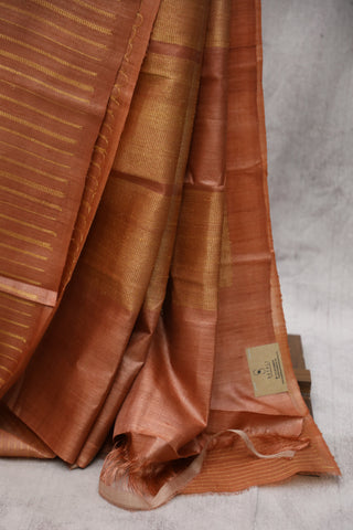 Copper Tissue Tussar Silk Saree - SRCTTSS191