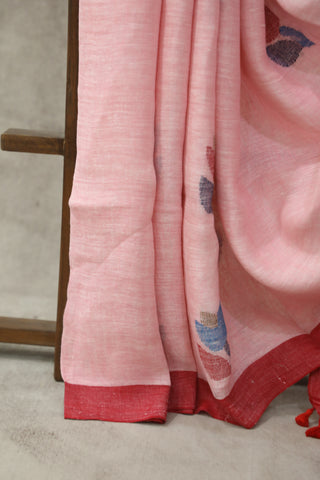 Pink Linen Jamdani Saree -SRPLJS26EX