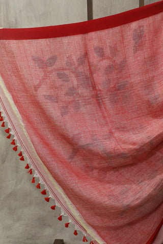 Pink Linen Jamdani Saree -SRPLJS26EX