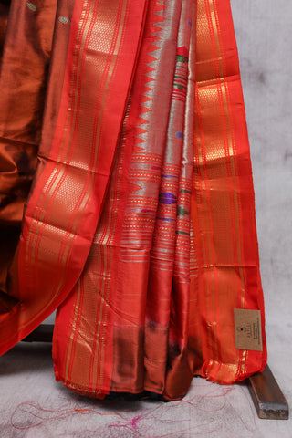 Rust Silk Paithani Saree - SRRSPS300