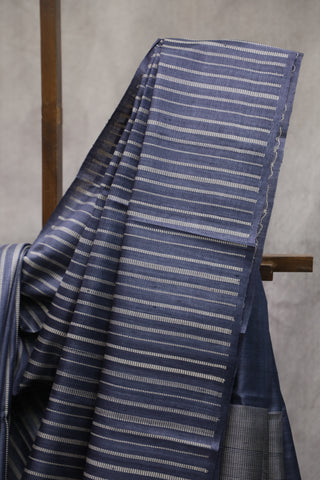 Dark Blue Tissue Tussar Silk Saree - SRDBTTSS192