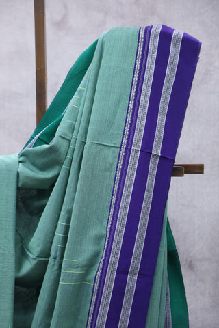 Green Cotton Ilkal With Gayateri Border Saree -SRGCIS435