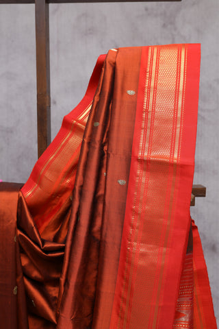 Rust Silk Paithani Saree - SRRSPS300