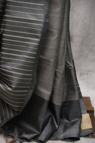 Dark Grey  Tussar Silk Saree - SRDGTSS889