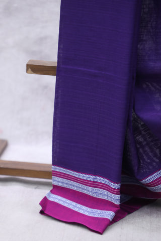 Purple Cotton Ilkal With Gayateri Border Saree -SRPCIS436