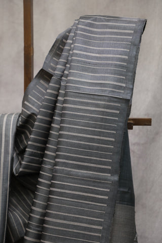 Dark Grey  Tussar Silk Saree - SRDGTSS889