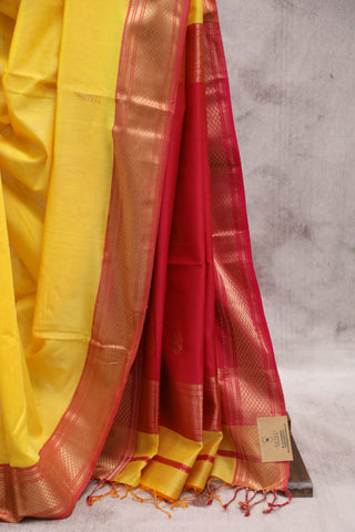 Yellow Maheshwari Tissue Silk Saree - SRYMTSS239