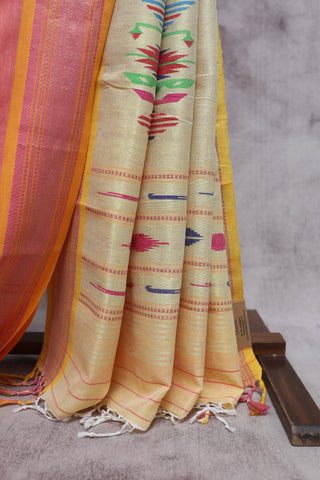 Peach Cotton Paithani Saree-SRPCPS331