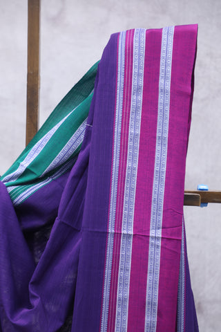 Purple Cotton Ilkal With Gayateri Border Saree -SRPCIS436