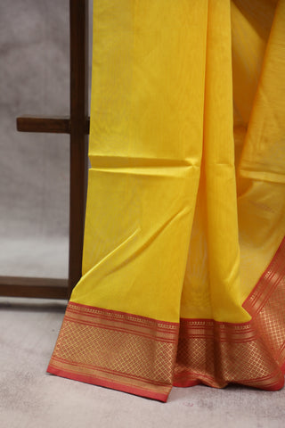 Yellow Maheshwari Tissue Silk Saree - SRYMTSS239