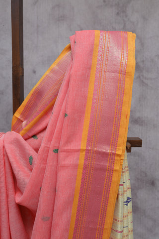 Peach Cotton Paithani Saree-SRPCPS331