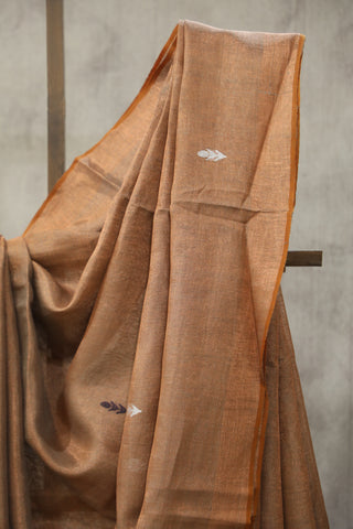 Light Brown Tissue Linen Jamdani Saree - SRLBTLJS57