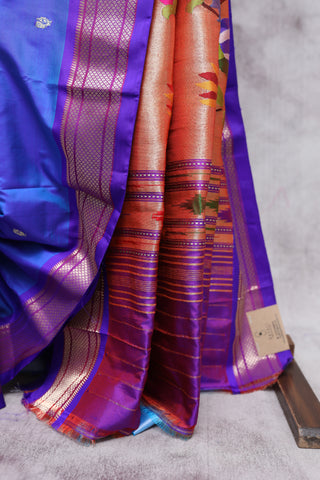 Blue Silk Paithani Saree - SRBSPS313