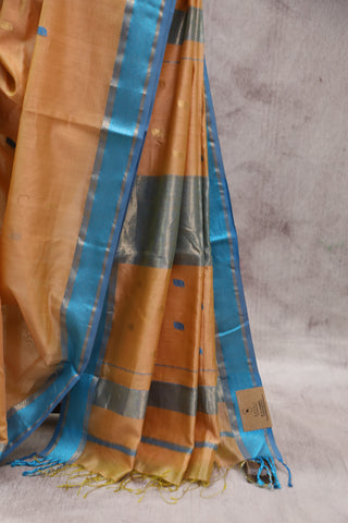 Orange Silk Maheshwari Saree - SROSMS244