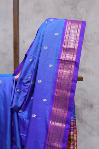 Blue Silk Paithani Saree - SRBSPS313