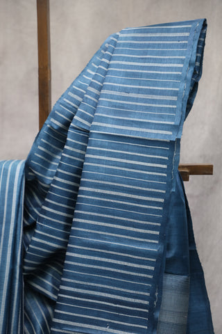 Blue Tissue Tussar Silk Saree - SRBTTSS188