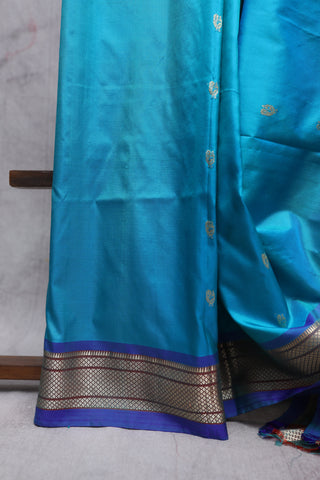 Peacock Blue Silk Paithani Saree - SRPBSPS312