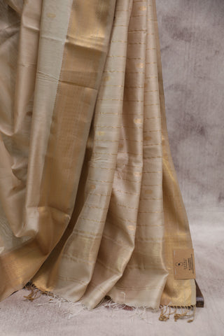 Beige Silk Maheshwari Saree - SRBSMS243